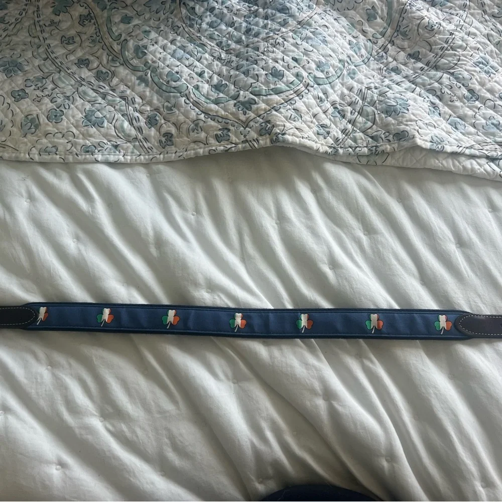 Vineyard Vines Blue Belt with Shamrock Design